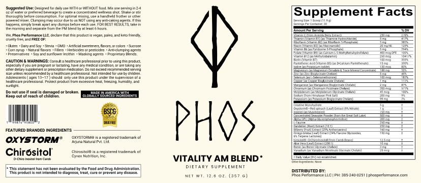 Phos Vitality AM Blend label